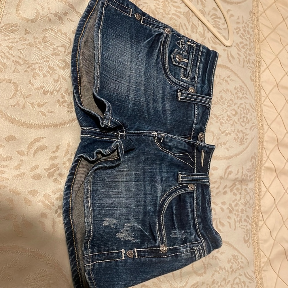 Sang Real dark denim silver braded shorts
